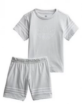 Image of Adidas Originals Infant Outline Shorts Set - Grey