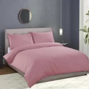 Image of Harwoods Sandringham Pom Pom Duvet Cover Set, Blush, Single