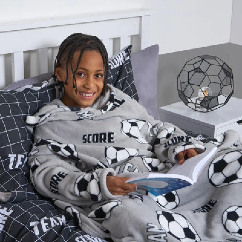 Image of OHS OHS Kids Fleece Blanket Sleeves Arms Wearable Soft Cosy Plush Warm Throw in Light Grey Light Grey One Size Unisex 5027434214037