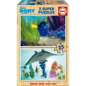 Image of Disney Finding Dory 2 Super Dory & Where's Dory 25 Piece Wooden Jigsaw Puzzles