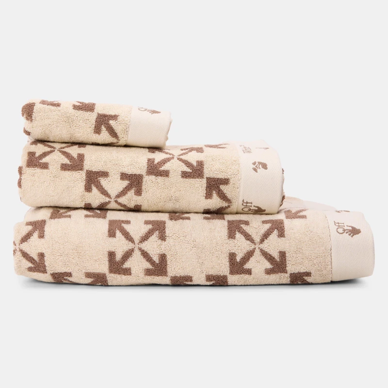 Image of Off White Towel Cream/Taupe unisex Bath Towel