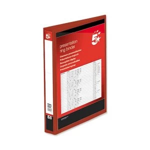 Image of 5 Star Presentation Ring Binder PVC 4 D-Ring 38mm Size A4 Red Pack 10