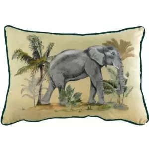 Image of Evans Lichfield - Kiable Elephant Print Piped Edge Cushion Cover, Multi, 35 x 50 Cm