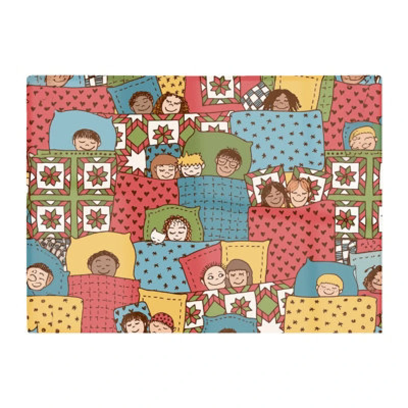 Image of Warren Reed Designer Hand Drawn Sleeping Doodle Faces Glass Chopping Board