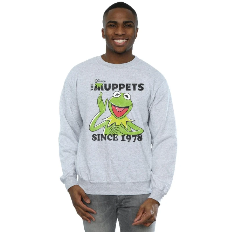Image of Disney Men The Muppets Kermit Since 1978 Sweatshirt in Grey Size: Small Grey S Male 5057245302197