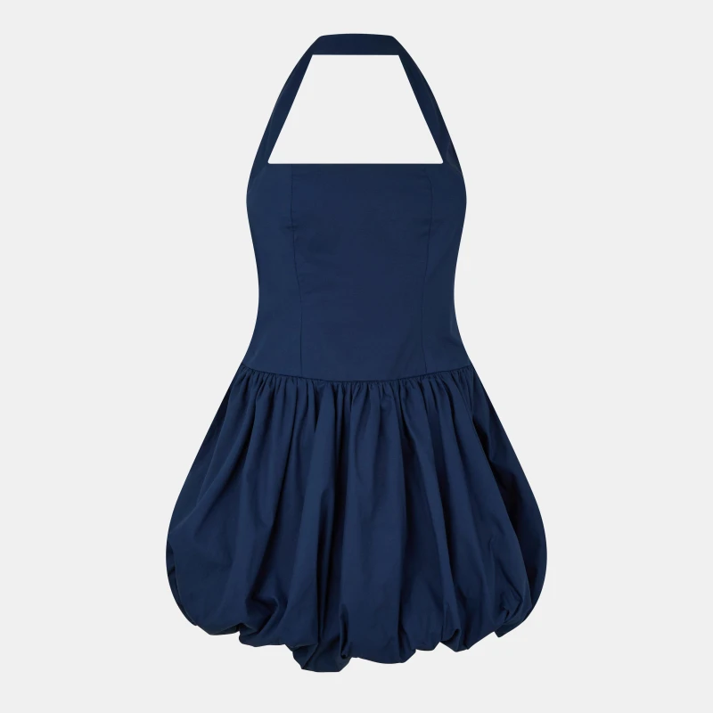 Image of AmyLynn Womens Halter Puff Mini Dress Navy female 6 (XS)