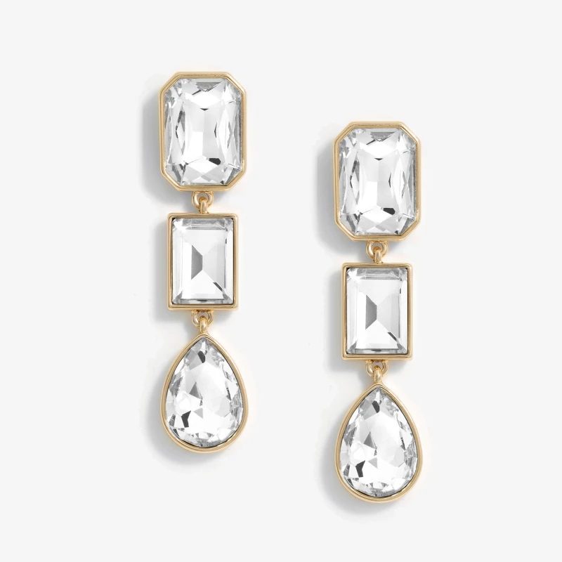 Image of Mood Gold Facet Linear Drop Earrings Jewellery Sets One Size Gold 72789210000