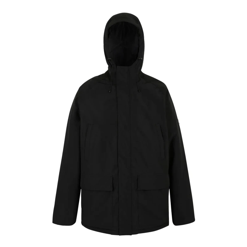 Image of Regatta Regatta Men Savon Hooded Waterproof Breathable Insulated Jacket in Black Size: Medium Black M Male 5063516100874