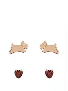 Image of Radley Ladies 18Ct Rose Gold Plated Sterling Silver January Birthstone Twin Pack Stud Earrings