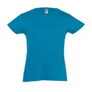 Image of SOLS Girls Cherry Short Sleeve T-Shirt (12yrs) (Aqua)