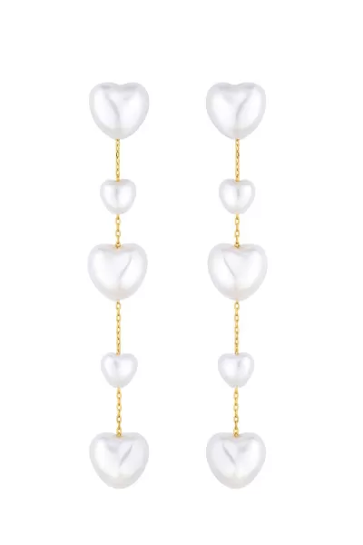 Image of Gold Plated Multi Heart Drop Earrings