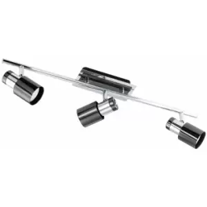 Image of Flush Ceiling 3 Spot Lights Back Plate & Shade Nickel Black Bulb GU10 3x5W Incl.