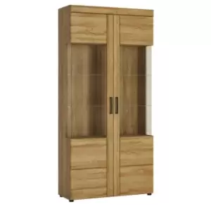 Image of Cortina Tall Wide 2 Door Glazed Display Cabinet In Grandson Oak Effect