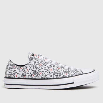 Image of Converse White & Black Keith Haring Ox Trainers