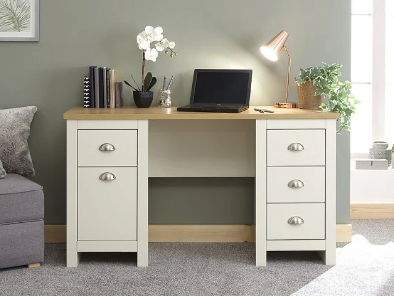 Image of GFW Lancaster Cream and Oak 1 Door 4 Drawer Study Desk