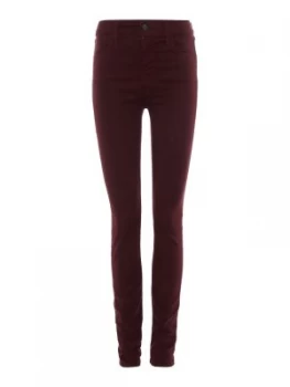 Image of J Brand 485 Luxe Sateen Mid Rise Super Skinny in Botany Red