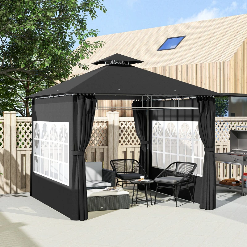 Image of Outsunny 3 x 3m Garden Gazebo - Outdoor Gazebo Canopy Shelter - Black TJ Hughes 5063603858886