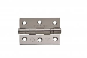 Image of Wickes Grade 7 Fire Rated Ball Bearing Hinge - Stainless Steel 75mm Pack of 2