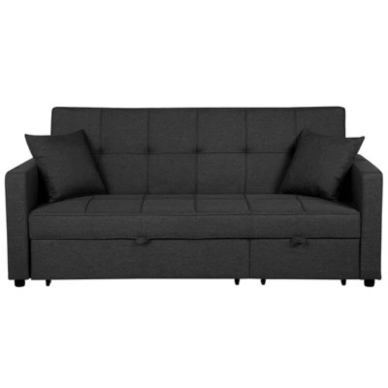Image of Beliani Sofa Bed 3 Seater Glomma Fabric Dark Grey