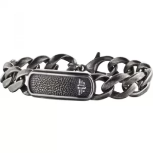 Image of Mens Police Black Ion-plated Steel Anvil Bracelet