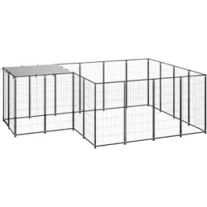Image of Vidaxl - Dog Kennel Black 6.05 m² Steel Black