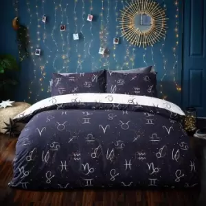 Image of Style Lab Zodiac King Duvet Cover Set Cotton Navy