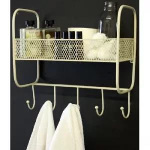 Image of Mesh Wall Shelf With 5 Hooks Cream