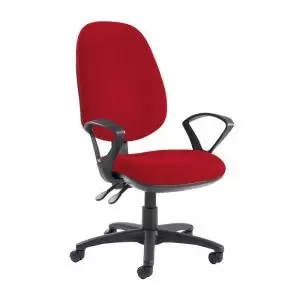 Image of Jota extra high back operator chair with fixed arms - Panama Red