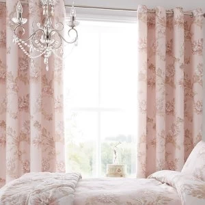 Image of Catherine Lansfield Chrysanthemum Eyelet Curtains - Blush