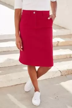 Image of Stretch Twill Knee-Length Skirt