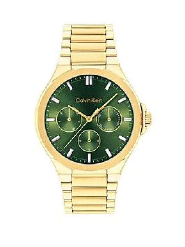Image of Calvin Klein 25100053 Womens Vibrancy Green Dial / Gold- Watch