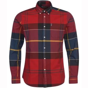 Image of Barbour Mens Tartan 10 Tailored Shirt Crimson XL
