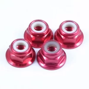 Image of Fastrax M4 Red Flanged Locknuts 4Pcs