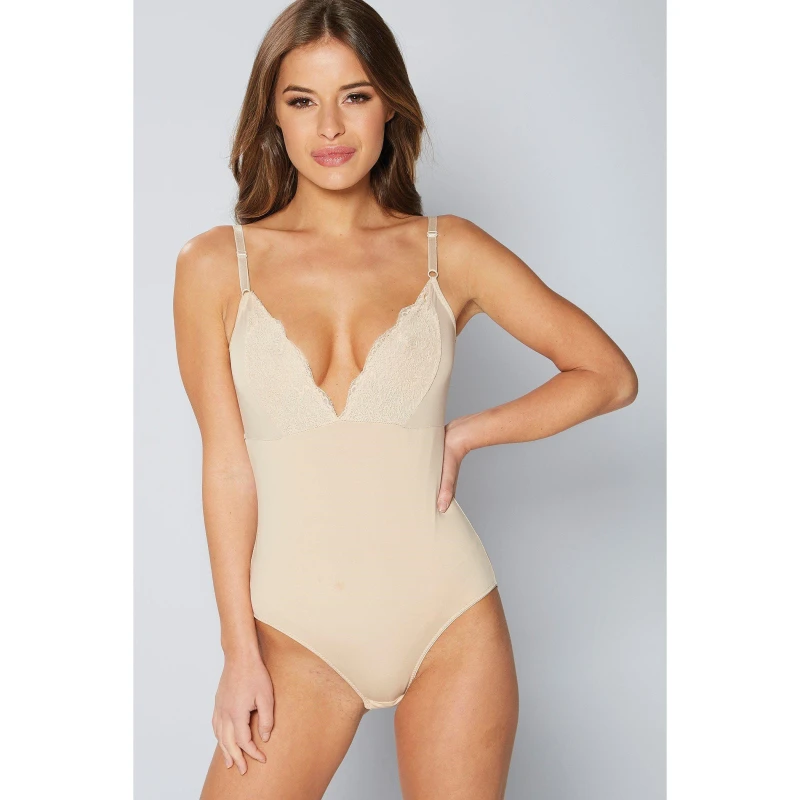 Image of Bodyfit Lace Edge Shapewear Bodysuit - Nude Nude S