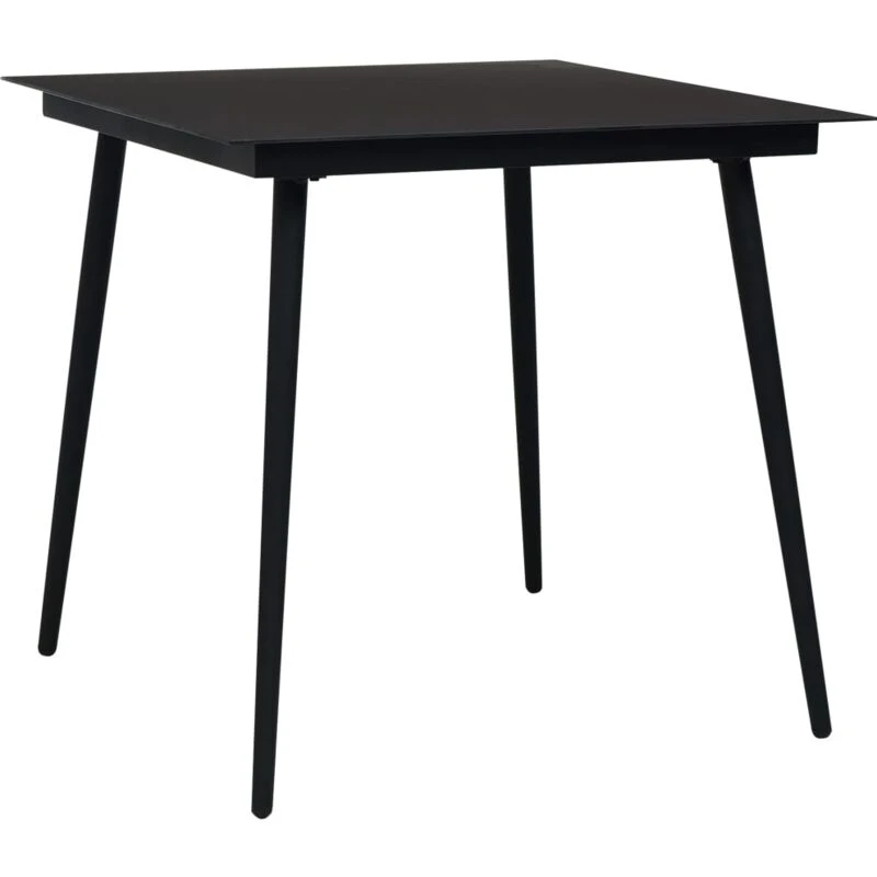 Image of VIDAXL Garden Dining Table Black 80x80x74cm Steel and Glass vidaXL 8720286090190