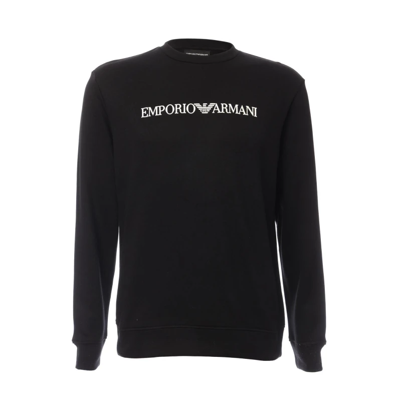Image of Emporio Armani Logo Print Crewneck Sweatshirt Black male XS