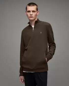 Image of AllSaints Raven Half Zip Funnel Neck Sweatshirt