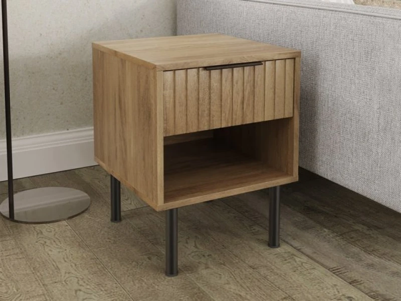 Image of GFW Nervata Oak 1 Drawer Lamp Table