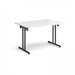 Image of Rectangular folding leg table with Black legs and straight foot rails