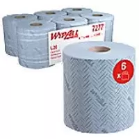 Image of WYPALL Wipe Roll L20 2-ply Central Extraction Blue 6 Rolls of 400 Sheets