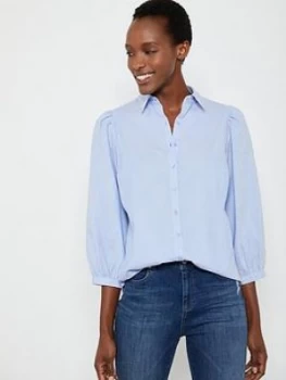 Image of Mint Velvet Chambray Puff Sleeve Shirt - Blue