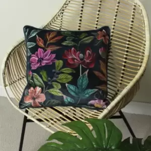 Image of Midnight Garden Floral Cushion Grey / 43 x 43cm / Polyester Filled