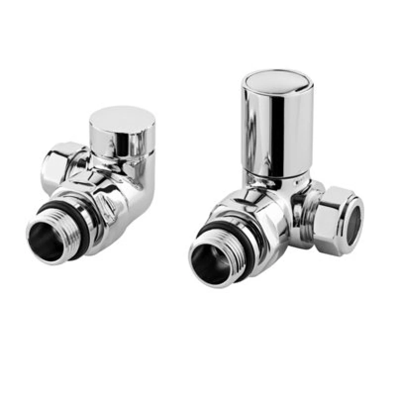 Image of Balterley Corner Minimalist Round Radiator Valves Sold in Pairs Chrome Silver unisex