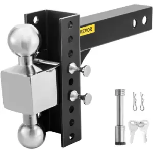 Image of VEVOR Adjustable Trailer Hitch, 6" Rise & Drop Hitch Ball Mount 2.5" Receiver Solid Tube 22,000 LBS Rating, 2 and 2-5/16 Inch Stainless Steel Balls