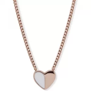 Image of DKNY Jewellery Rose Gold Coloured Enamel Heart 16" Necklace