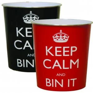 Image of Robert Dyas Keep Calm Plastic Waste Paper Bin - Assorted