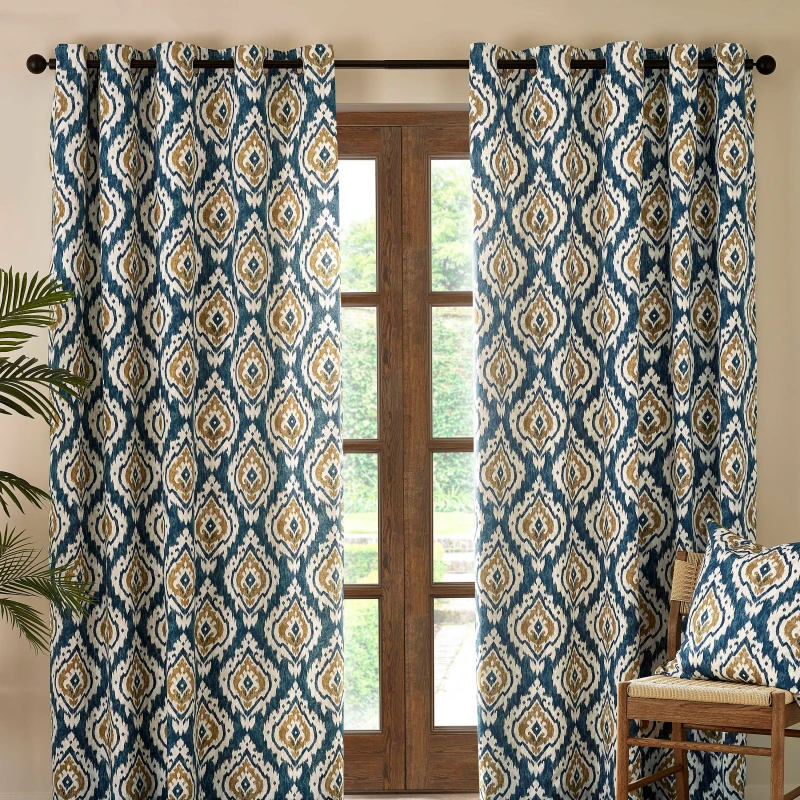 Image of Pineapple Elephant Suri Ready Made Eyelet Curtains Teal Green
