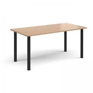 Image of Rectangular Black radial leg meeting table 1600mm x 800mm - beech