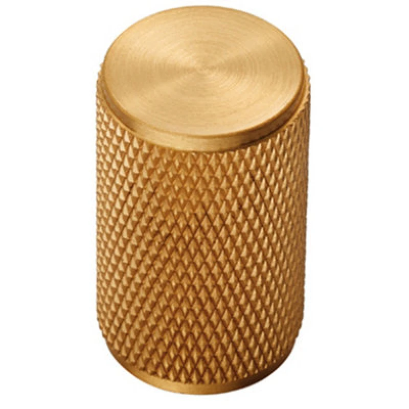 Image of Loops Knurled Cylindrical Cupboard Door Knob 18mm Dia Satin Brass Cabinet Handle Metallics unisex