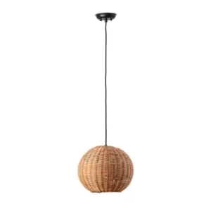 Image of Haka Black, Rattan Globe Pendant Lamp 30cm 2700K
